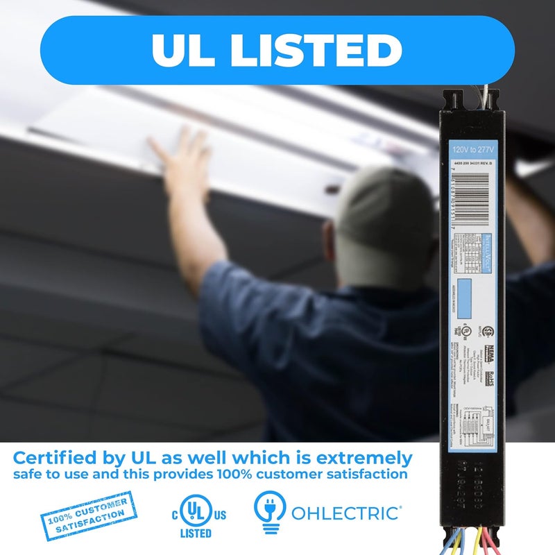 OHLECTRIC Replacement for ICN4P32-SC 2&3 Lamp - T8 Fluorescent Ballast, Electronic Ballast Replacement 120-277 Volt, Instant Start - Standard and Energy Efficient Ballasts - UL Approved - Image 5